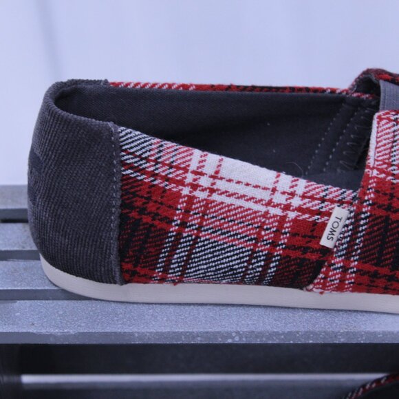 Toms Women's Red and Gray Plaid Flats - Picture 2 of 6